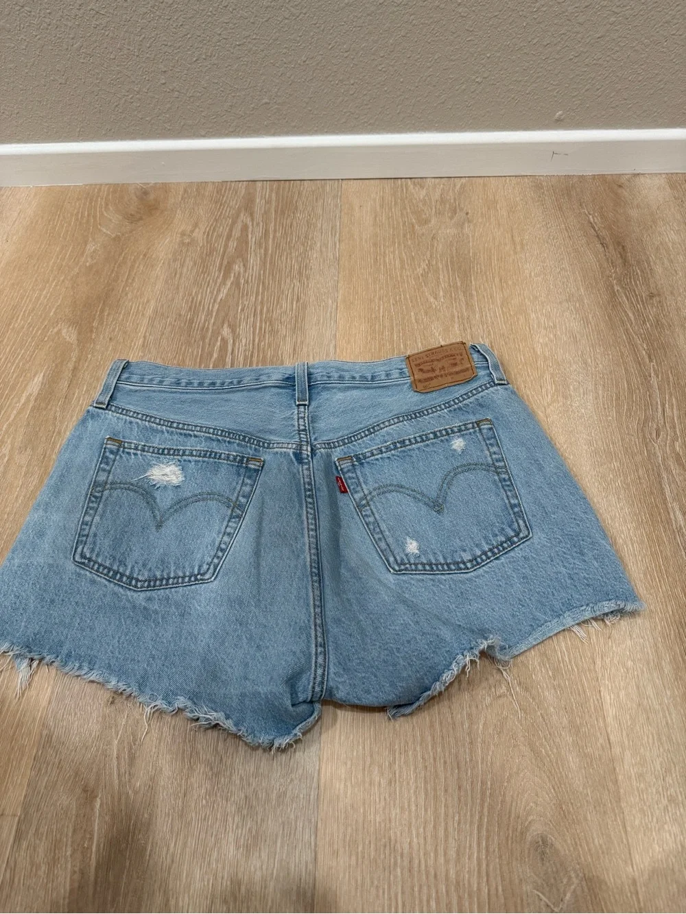 Levi's Light Blue Distressed Denim Cutoff Shorts